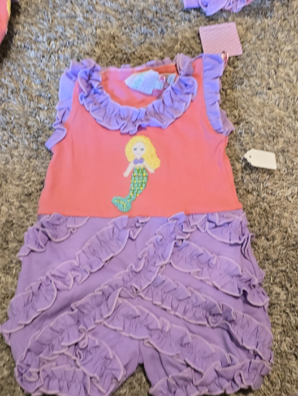 Lemon Loves Lime Pink and Purple Ruffle Mermaid One-Piece Bodysuit